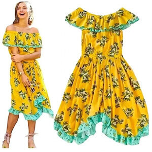 Matilda Jane Hooked On A Feeling Dress XL Cottage Farmwife Butter Yellow Ruffle